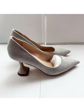 Size 7 YDN Women Pointed Toe Slip on Pumps Special Kitten Heel Grey